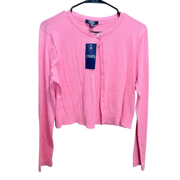 Chaps Sweaters - CHAPS Coral Pink Cotton Cardigan Sweater Size L NWT